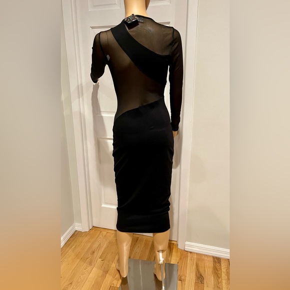 Nasty Gal Women's Black Long Sleeve Mesh Panel Bodycon Dress Size S NWT. - Picture 5 of 7